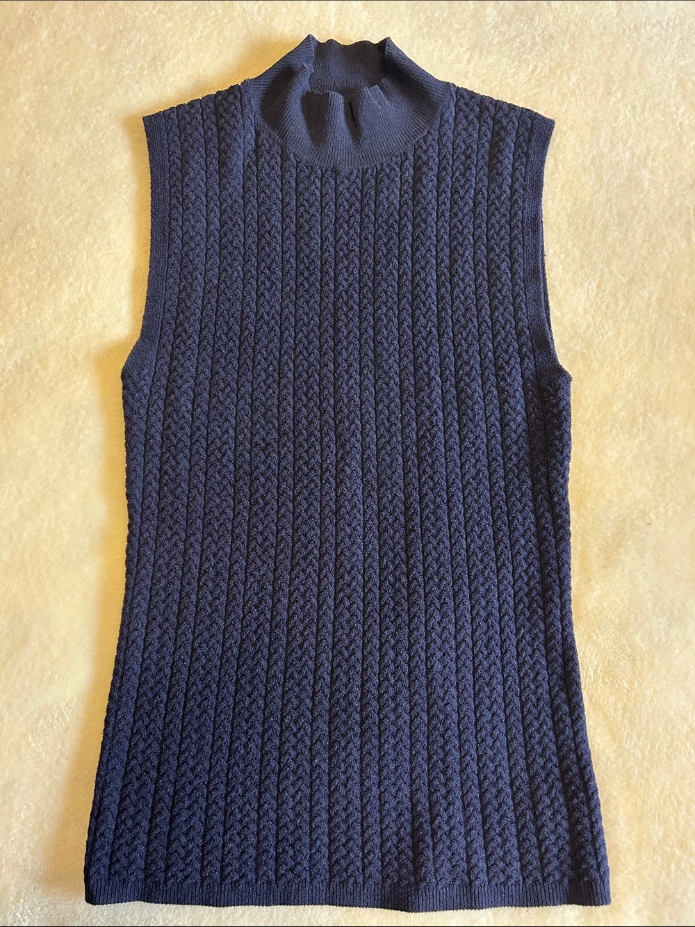 Theory Navy Ribbed Mock Neck Sleeveless Tank